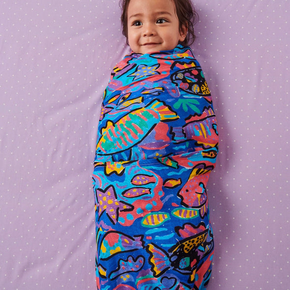 Ken Done Tropical Fish Bamboo Swaddle