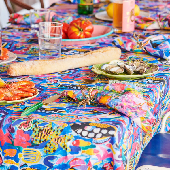 Kip&Co X Ken Done Barrier Reef Garden Linen Tablecloth