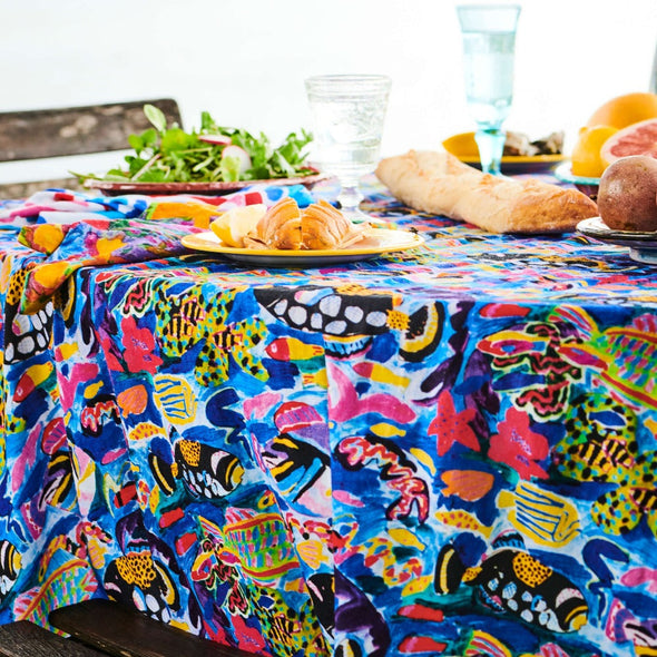 Kip&Co X Ken Done Barrier Reef Garden Linen Tablecloth