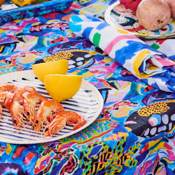 Kip&Co X Ken Done Barrier Reef Garden Linen Tablecloth