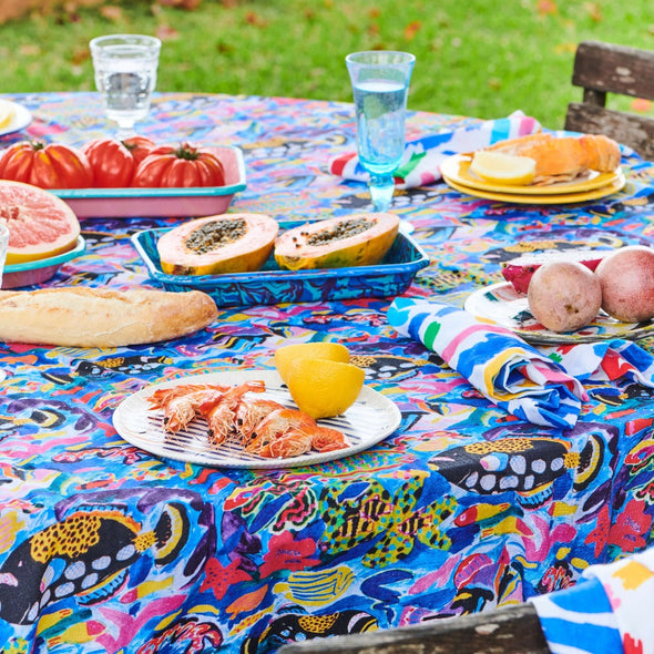 Kip&Co X Ken Done Barrier Reef Garden Linen Tablecloth