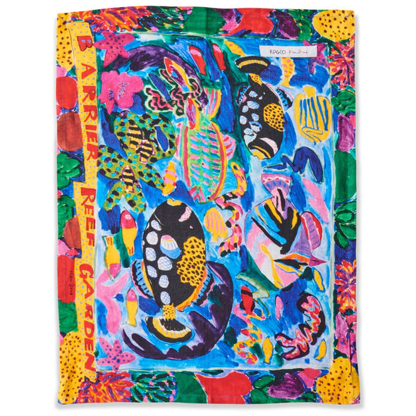 Kip&Co X Ken Done Barrier Reef Garden Linen Tea Towel