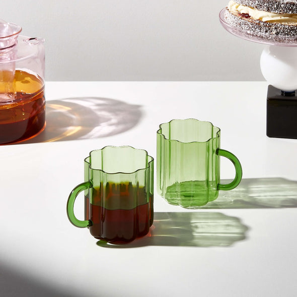 Wave mugs in green lifestyle shoot