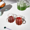 Two Tone Teapot Clear + Green with clear wave mugs