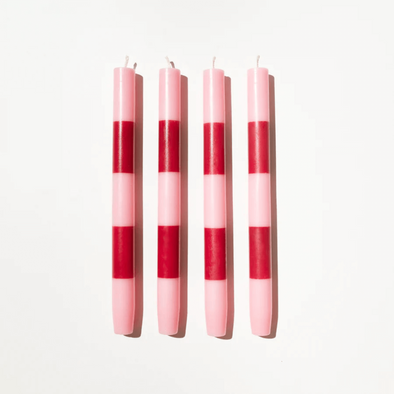 Stripe Candle Pack - Pink + Maroon