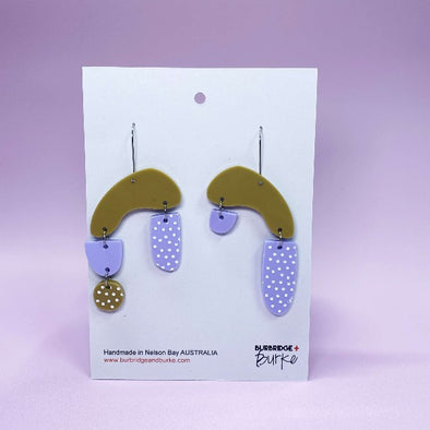 Jude Earrings in Lilac + Tan by Burbridge + Burke 