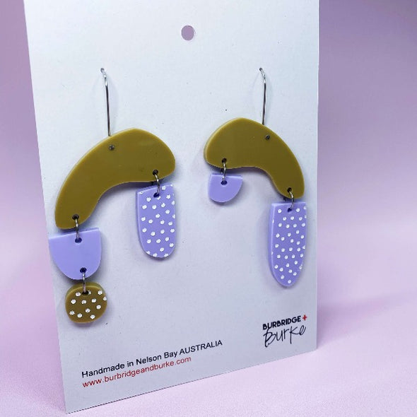 Jude Earrings in Lilac + Tan by Burbridge + Burke 