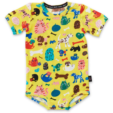 Cats And Dogs Short Sleeve Romper