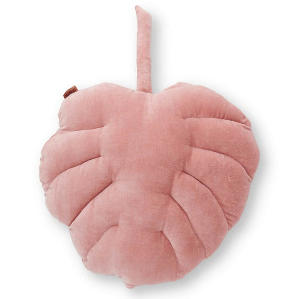 Shrimp Velvet Monstera Cushion by Kip&Co