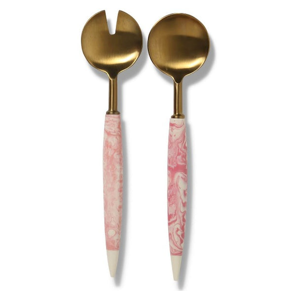 pink marble salad servers by kip and co