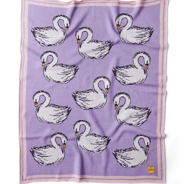 Swan Lake Cotton Knitted Blanket
