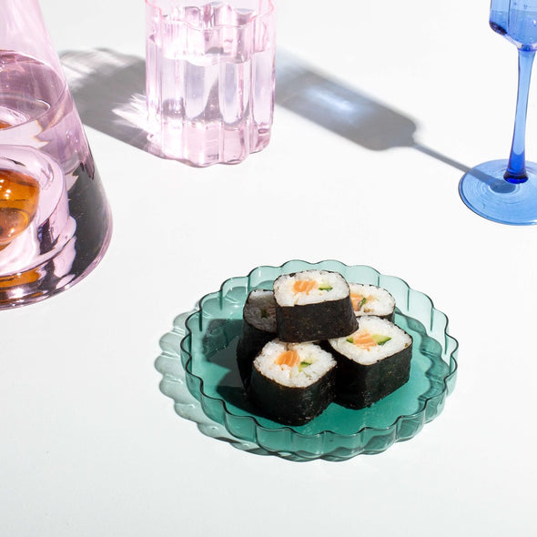 Wave Plate in Teal by Fazeek with sushi