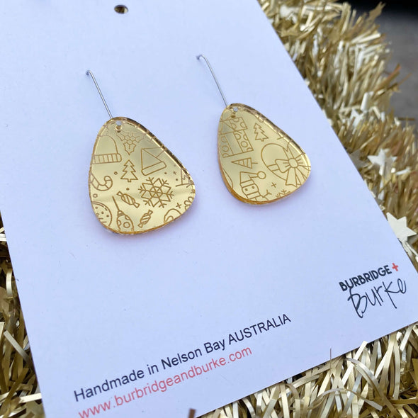 Gold Christmas Earrings