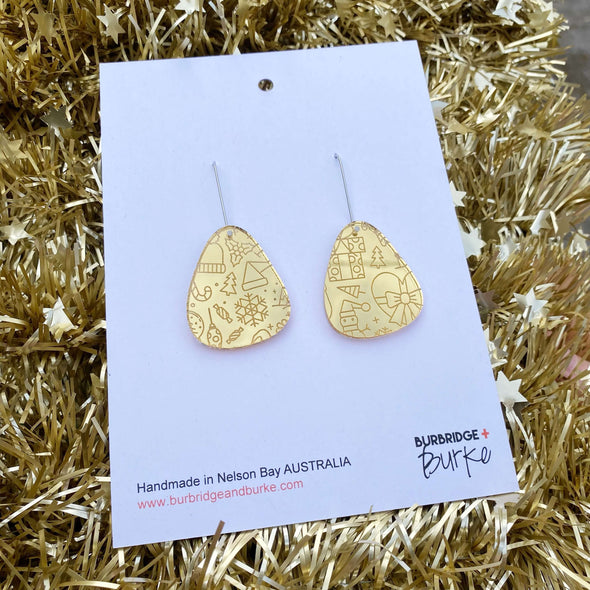 Gold Christmas Earrings
