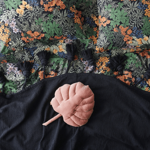 Shrimp Velvet Monstera Cushion by Kip&Co