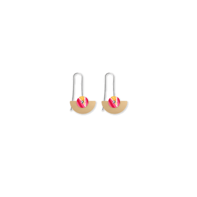 Kirsten Katz Flora Layered Small Moon Long Drop Earrings