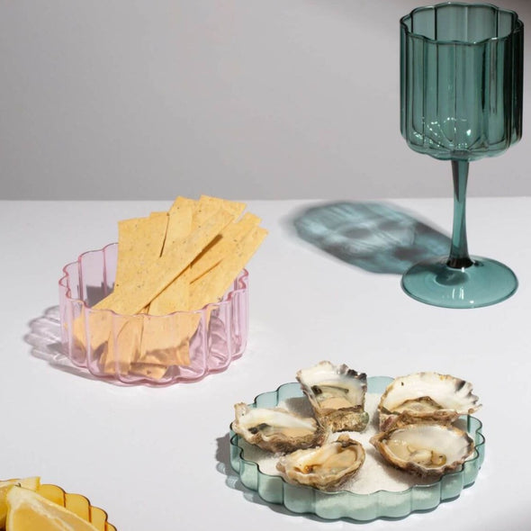 Wave Plate in Teal by Fazeek as oyster plate
